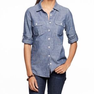 J. Crew Factory Two Pocket Chambray Shirt Blue XXS